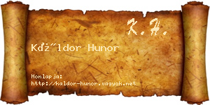 Káldor Hunor névjegykártya
